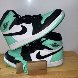 Authentic Nike Air Jordan 1 Mid in Black and Mint Green